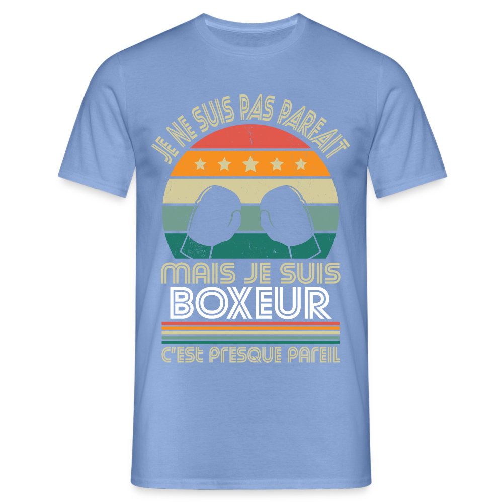 T-shirt Homme - Je ne suis pas parfait mais je suis Boxeur - carolina blue