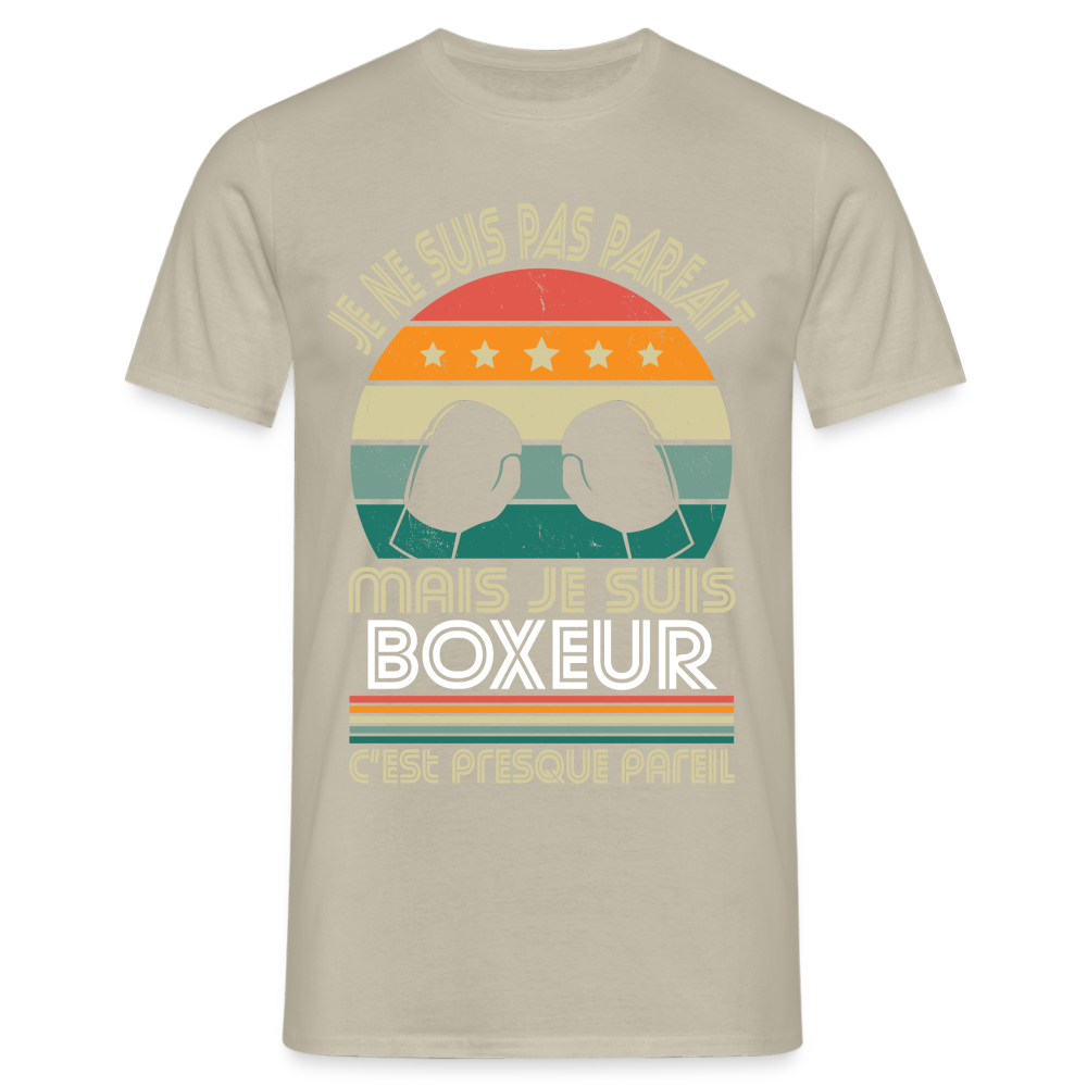 T-shirt Homme - Je ne suis pas parfait mais je suis Boxeur - beige sable