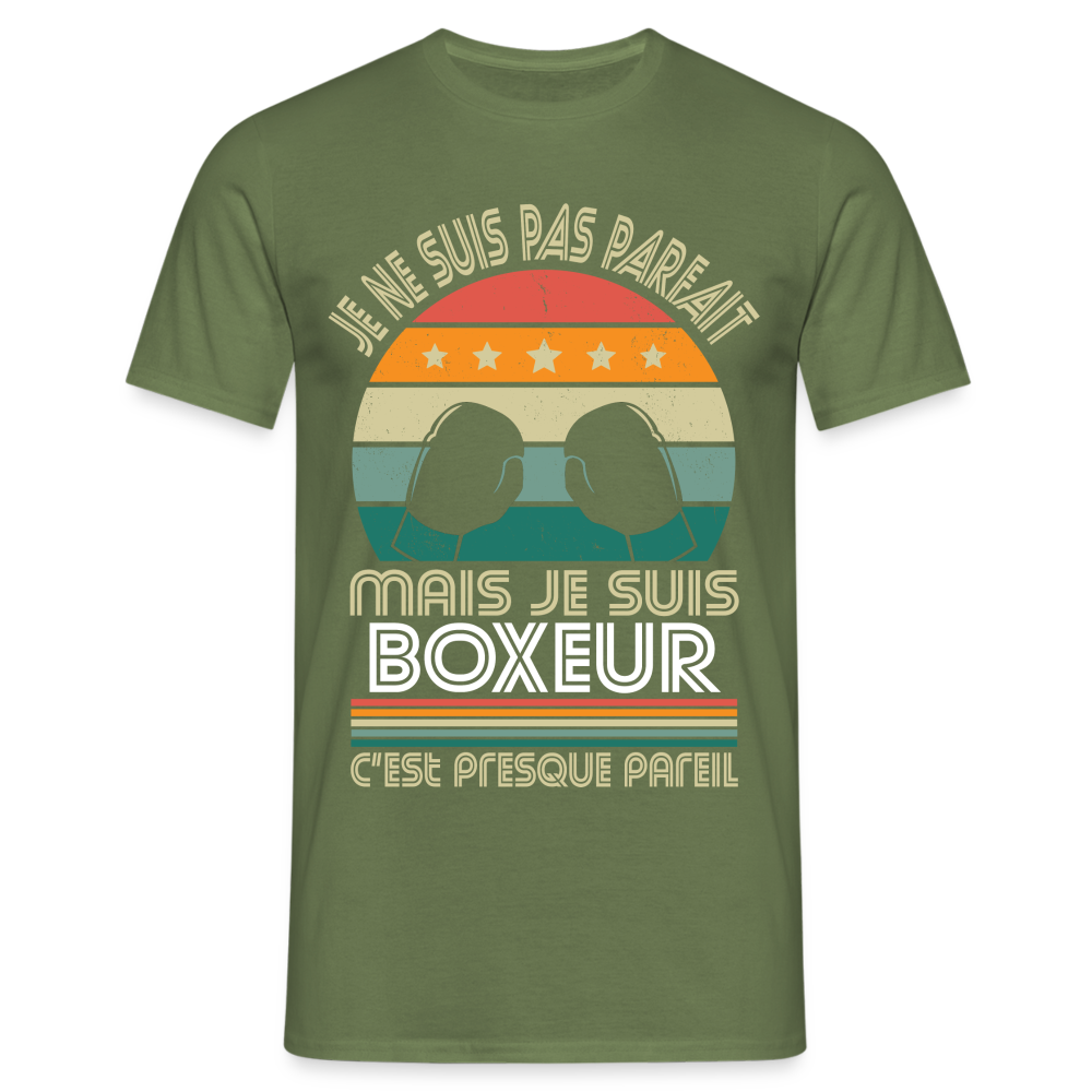 T-shirt Homme - Je ne suis pas parfait mais je suis Boxeur - vert militaire