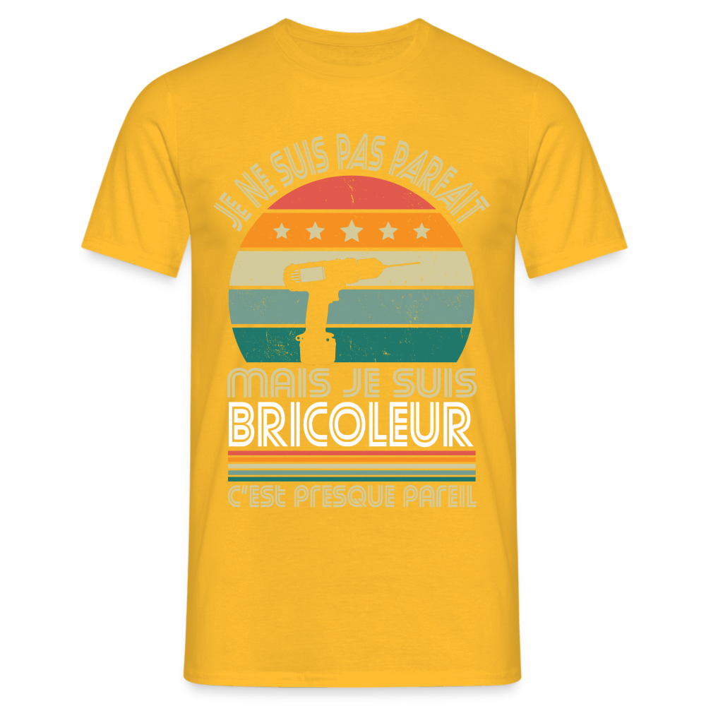 T-shirt Homme - Je ne suis pas parfait mais je suis Bricoleur - jaune