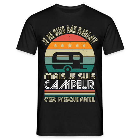 T-shirt Homme - Je ne suis pas parfait mais je suis Campeur - noir