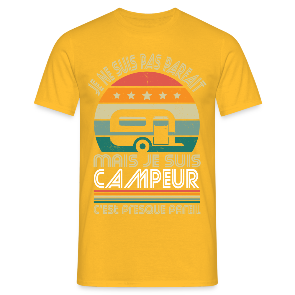 T-shirt Homme - Je ne suis pas parfait mais je suis Campeur - jaune