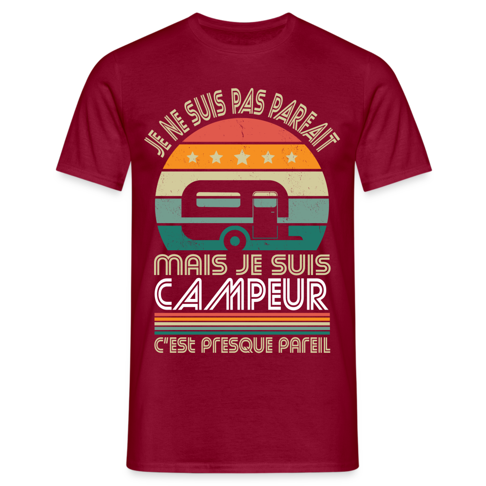 T-shirt Homme - Je ne suis pas parfait mais je suis Campeur - rouge brique