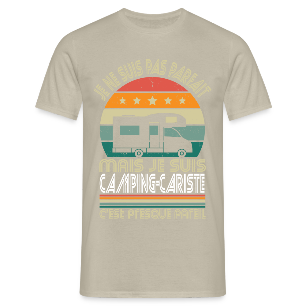 T-shirt Homme - Je ne suis pas parfait mais je suis Camping-Cariste - beige sable