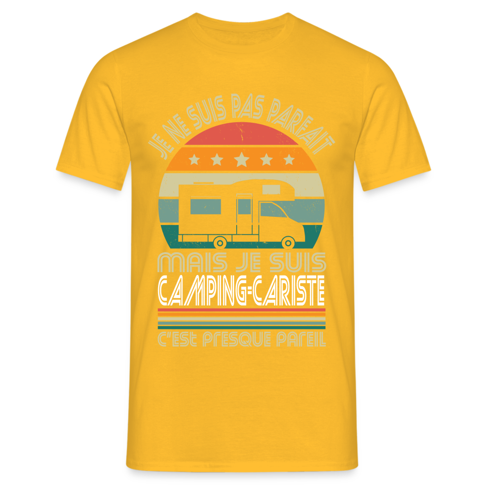 T-shirt Homme - Je ne suis pas parfait mais je suis Camping-Cariste - jaune