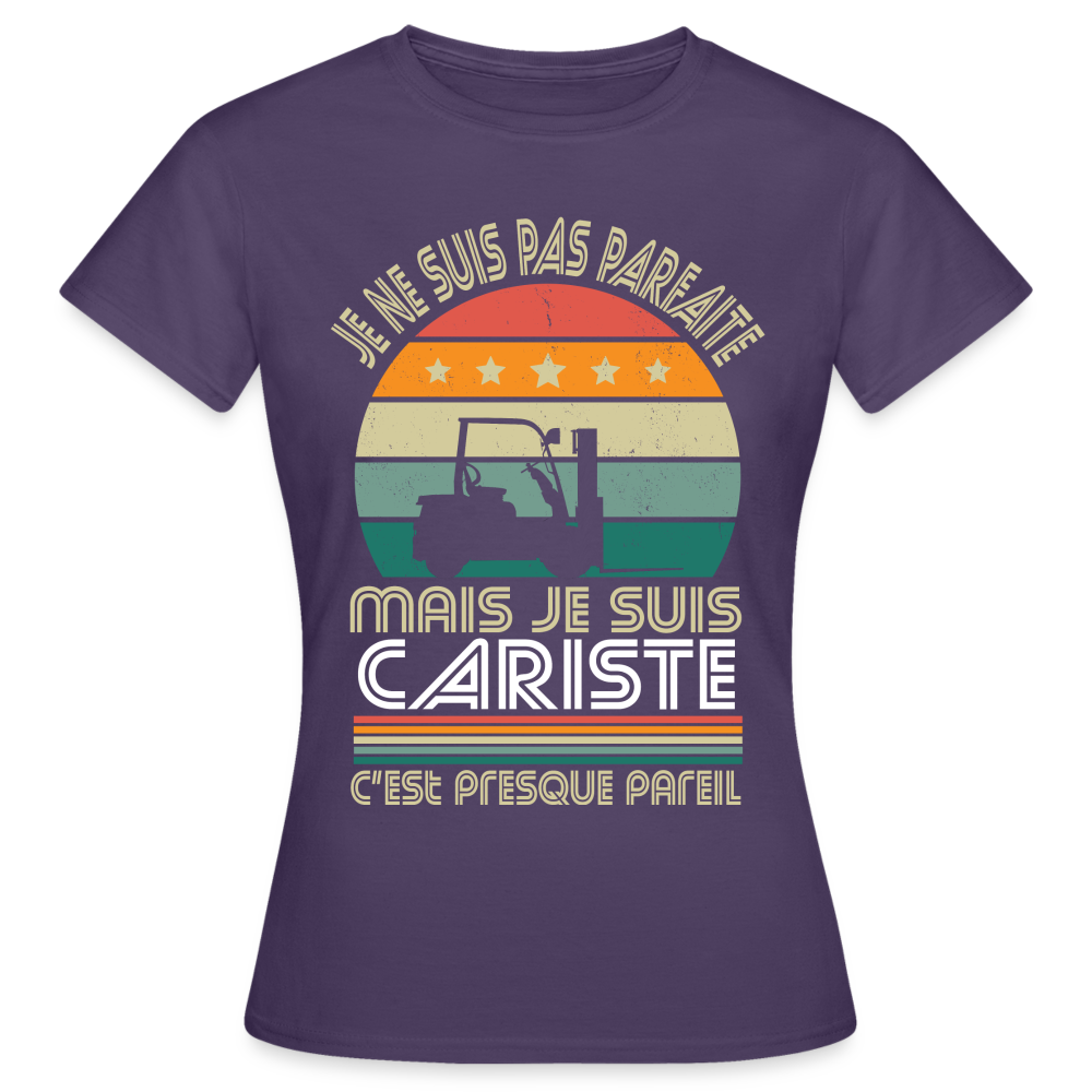 T-shirt Femme - Je ne suis pas parfaite mais je suis Cariste - violet foncé