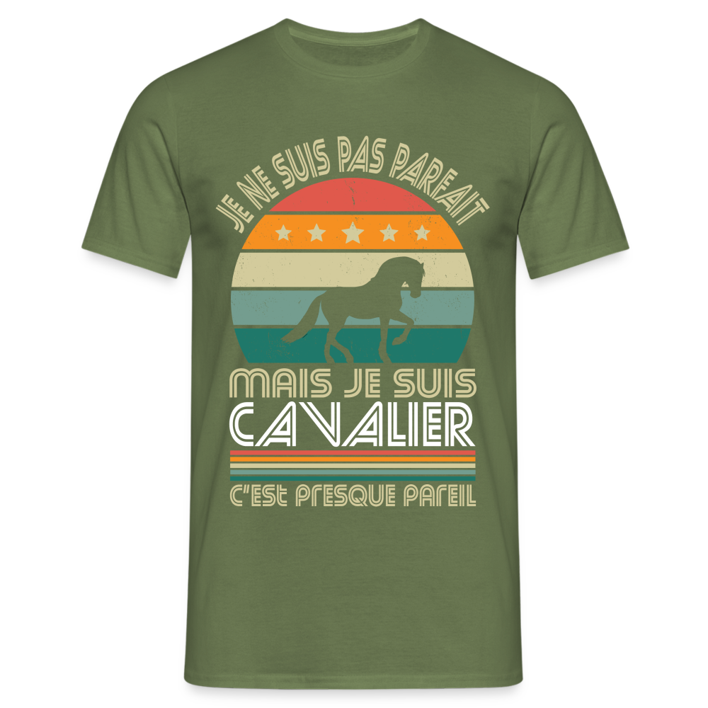 T-shirt Homme - Je ne suis pas parfait mais je suis Cavalier - vert militaire