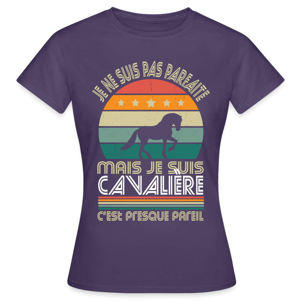 T-shirt Femme - Je ne suis pas parfaite mais je suis Cavalière - violet foncé