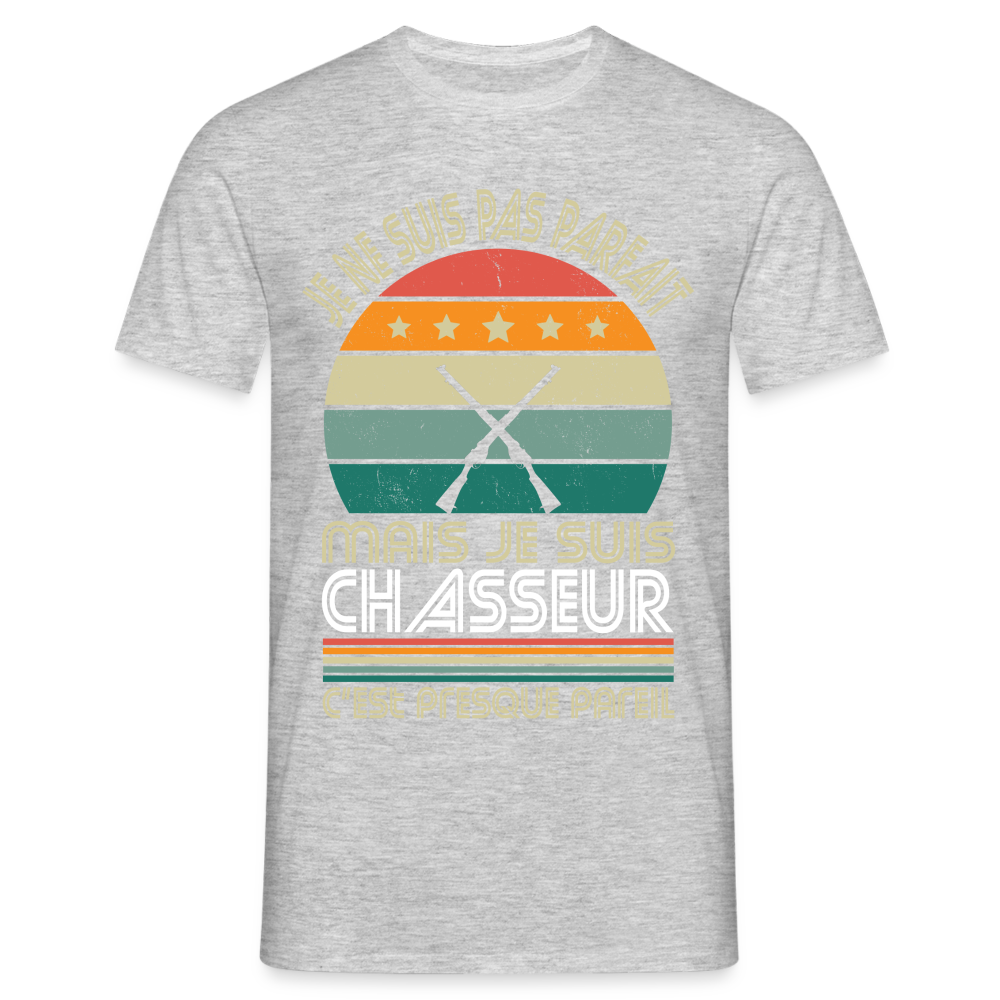 T-shirt Homme - Je ne suis pas parfait mais je suis Chasseur - gris chiné