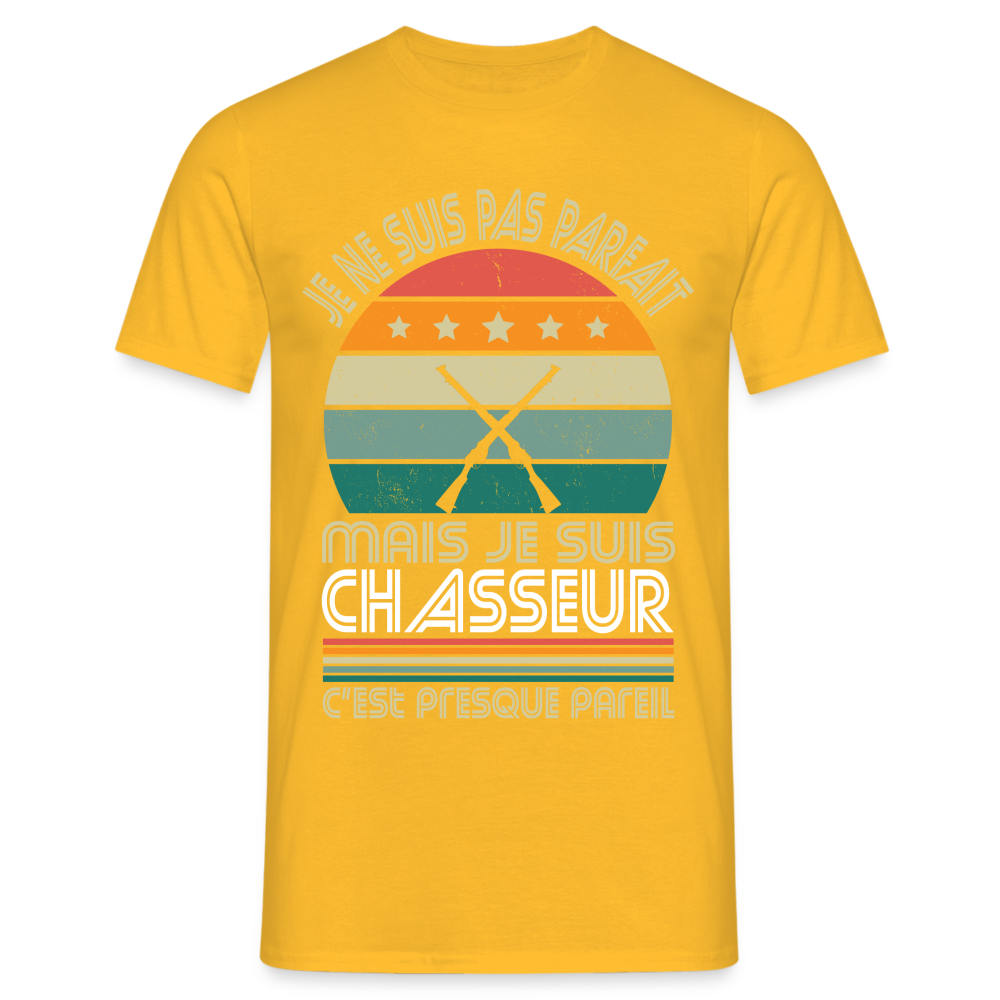 T-shirt Homme - Je ne suis pas parfait mais je suis Chasseur - jaune