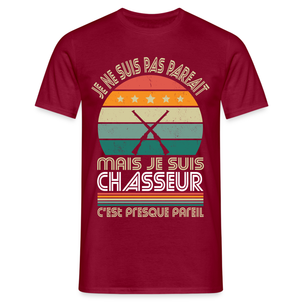 T-shirt Homme - Je ne suis pas parfait mais je suis Chasseur - rouge brique