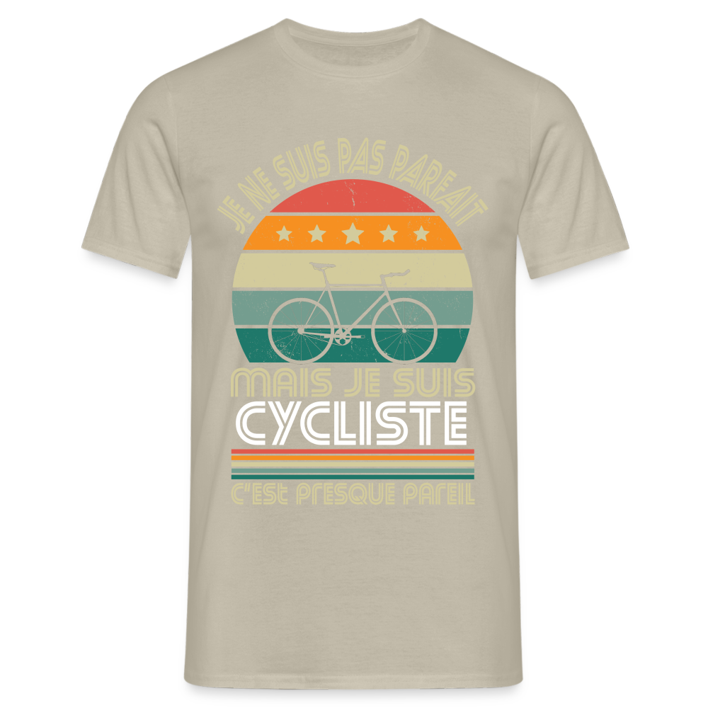 T-shirt Homme - Je ne suis pas parfait mais je suis Cycliste - beige sable