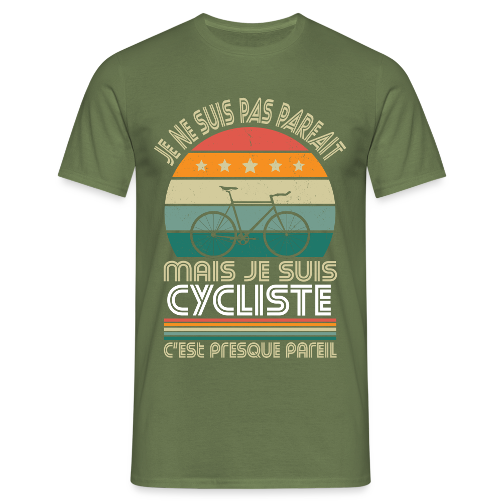 T-shirt Homme - Je ne suis pas parfait mais je suis Cycliste - vert militaire