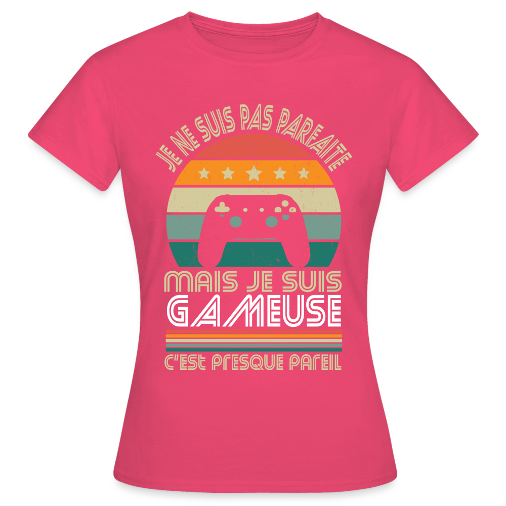 T-shirt Femme - Je ne suis pas parfaite mais je suis Gameuse - rose azalée