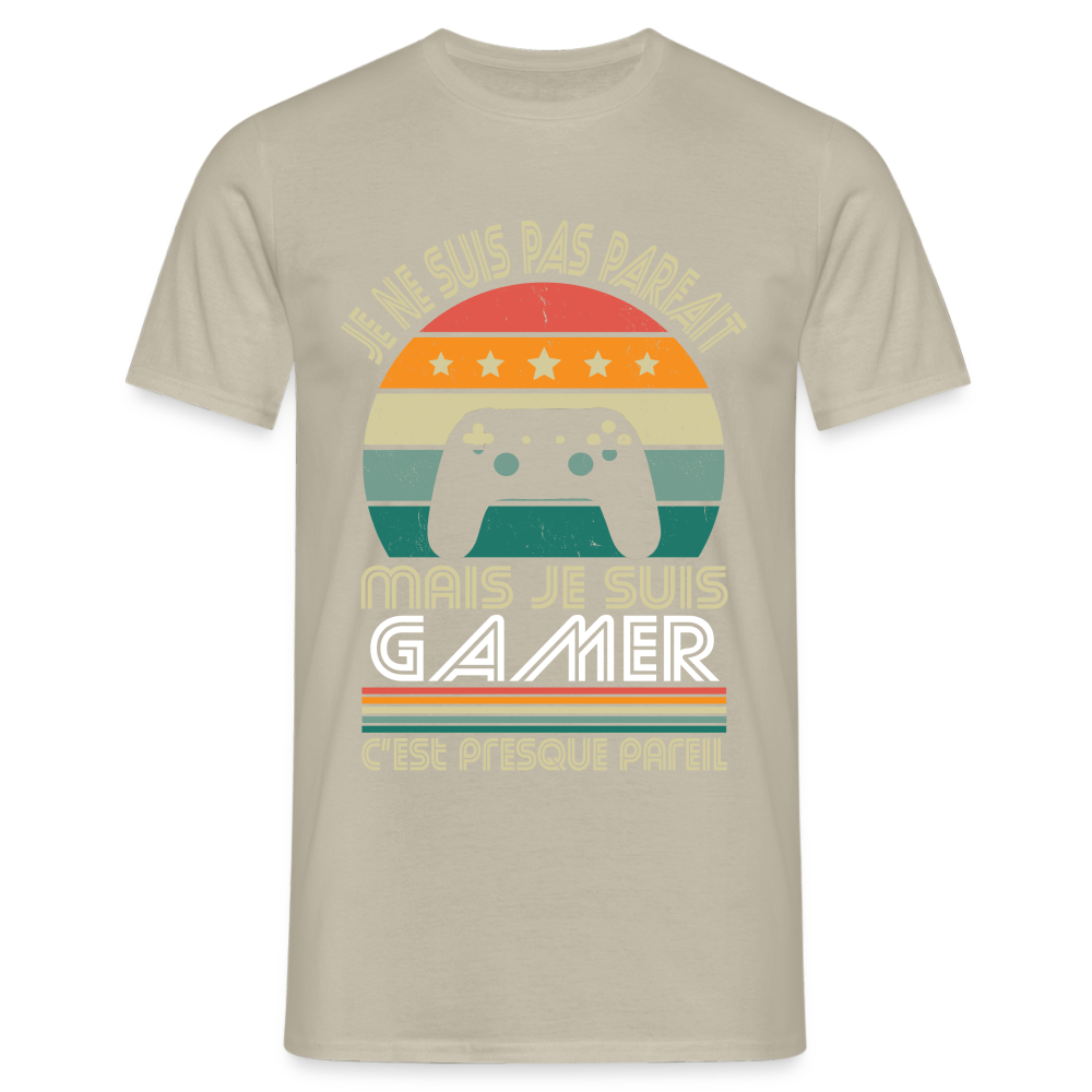 T-shirt Homme - Je ne suis pas parfait mais je suis Gamer - beige sable