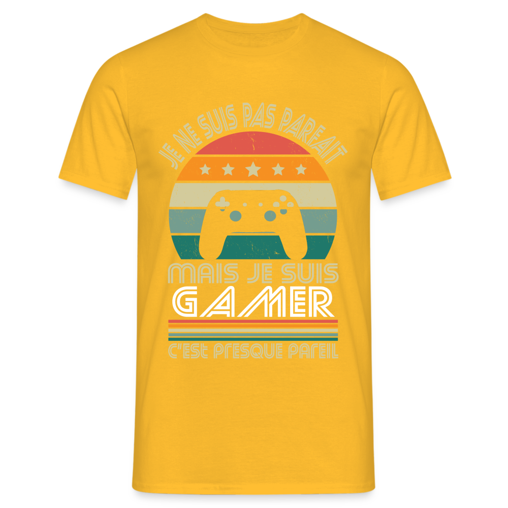 T-shirt Homme - Je ne suis pas parfait mais je suis Gamer - jaune