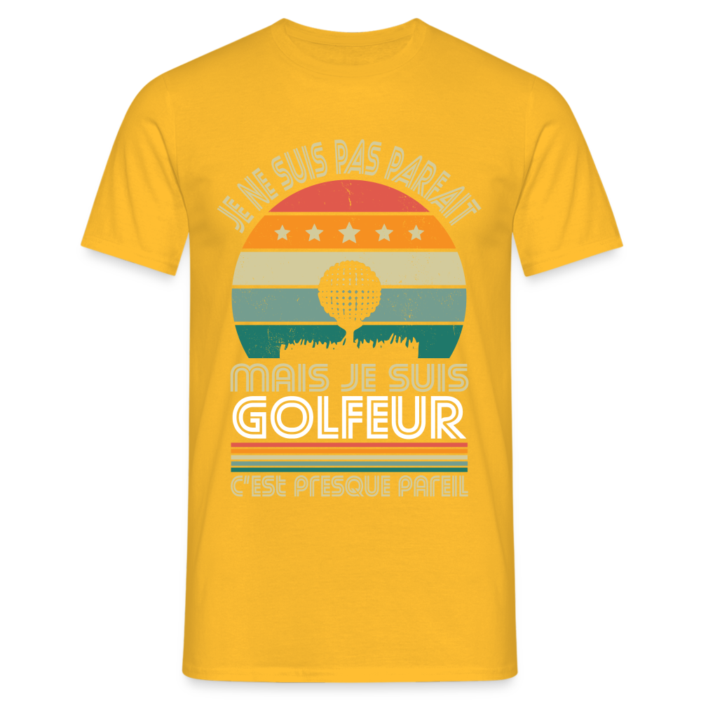 T-shirt Homme - Je ne suis pas parfait mais je suis Golfeur - jaune