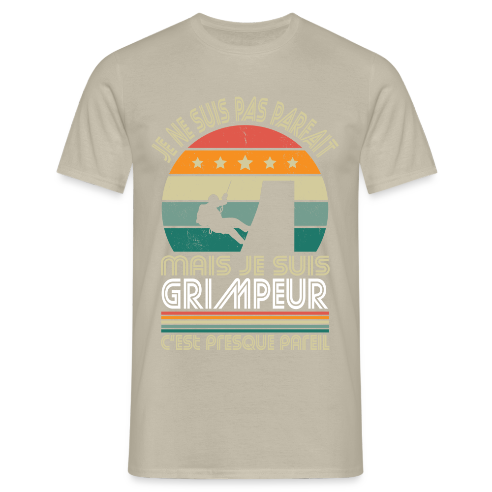 T-shirt Homme - Je ne suis pas parfait mais je suis Grimpeur - beige sable