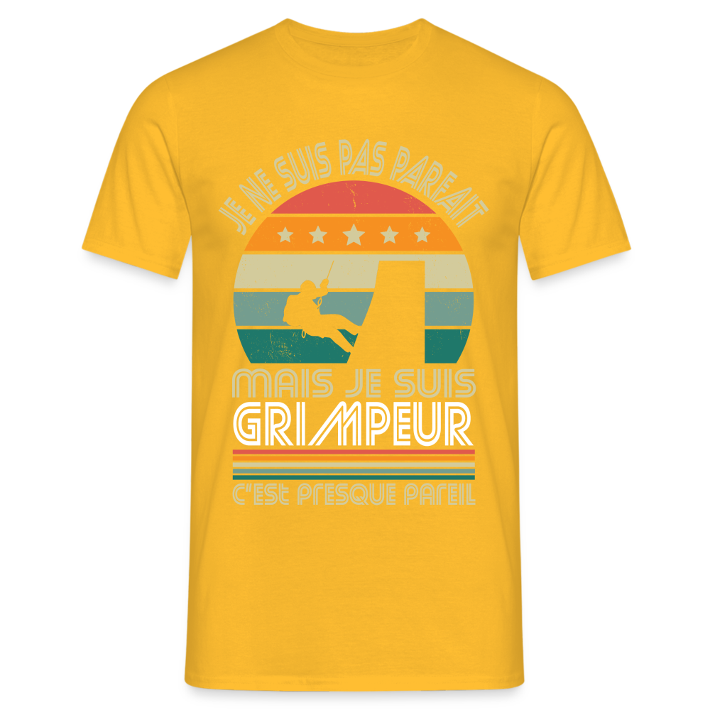 T-shirt Homme - Je ne suis pas parfait mais je suis Grimpeur - jaune