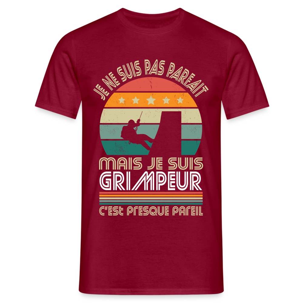 T-shirt Homme - Je ne suis pas parfait mais je suis Grimpeur - rouge brique