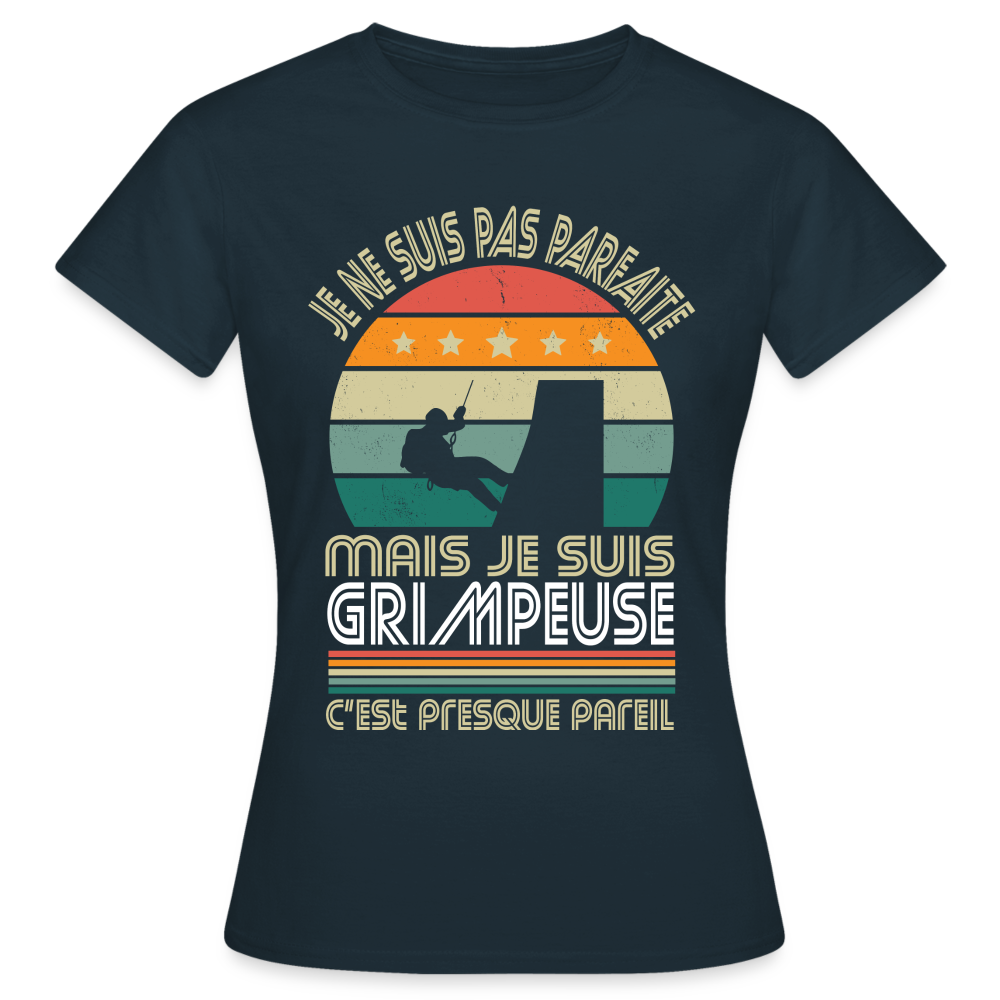 T-shirt Femme - Je ne suis pas parfaite mais je suis Grimpeuse - marine