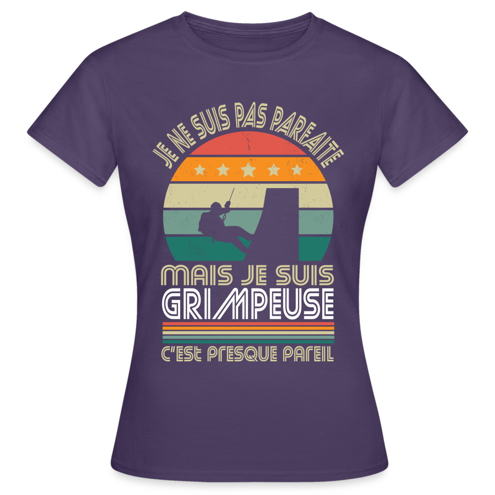 T-shirt Femme - Je ne suis pas parfaite mais je suis Grimpeuse - violet foncé