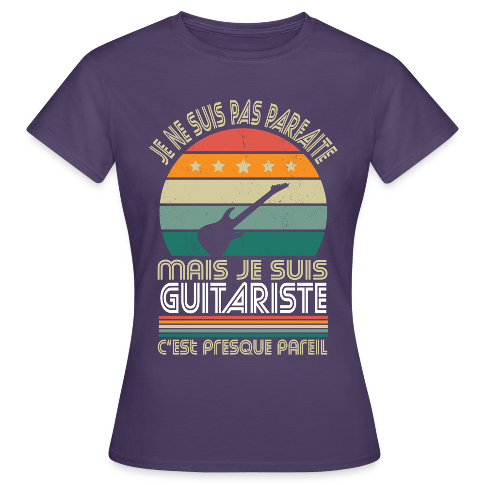 T-shirt Femme - Je ne suis pas parfaite mais je suis Guitariste - violet foncé