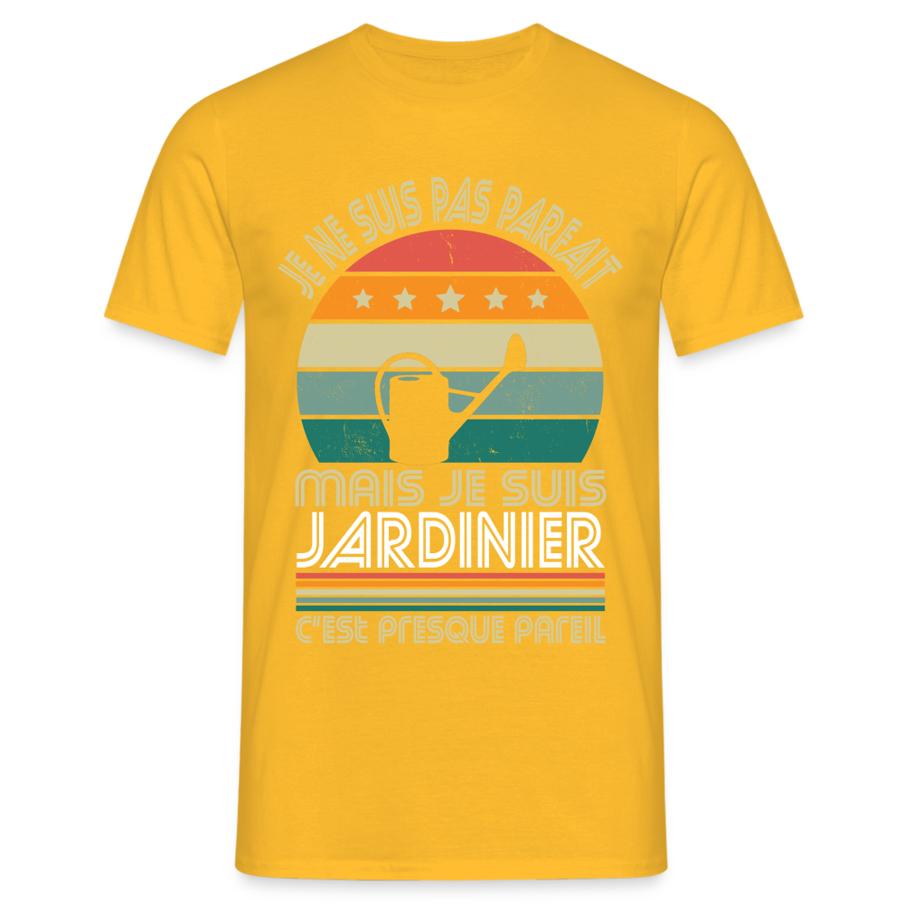 T-shirt Homme - Je ne suis pas parfait mais je suis Jardinier - jaune