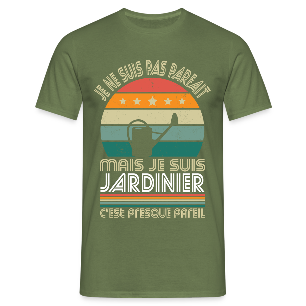 T-shirt Homme - Je ne suis pas parfait mais je suis Jardinier - vert militaire