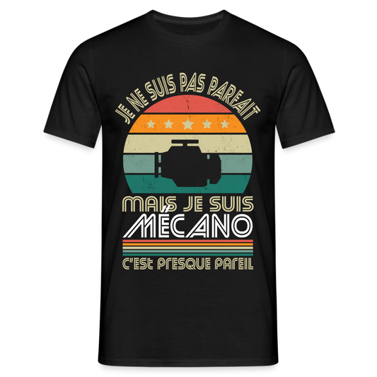 T-shirt Homme - Je ne suis pas parfait mais je suis Mécano - noir