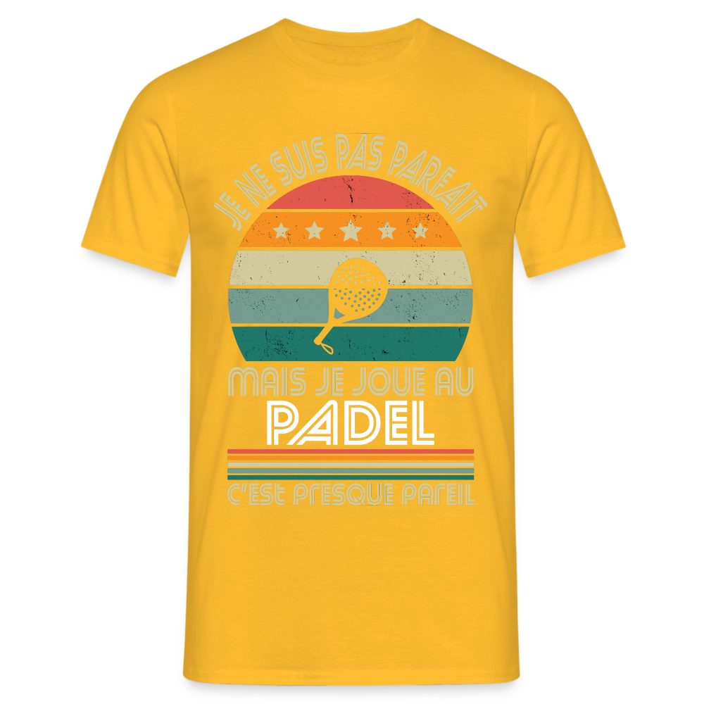 T-shirt Homme - Je ne suis pas parfait mais je joue au Padel - jaune