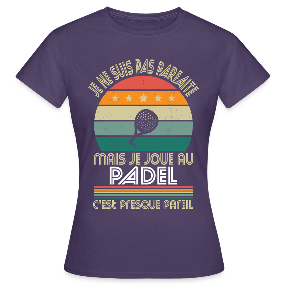 T-shirt Femme - Je ne suis pas parfaite mais je joue au Padel - violet foncé