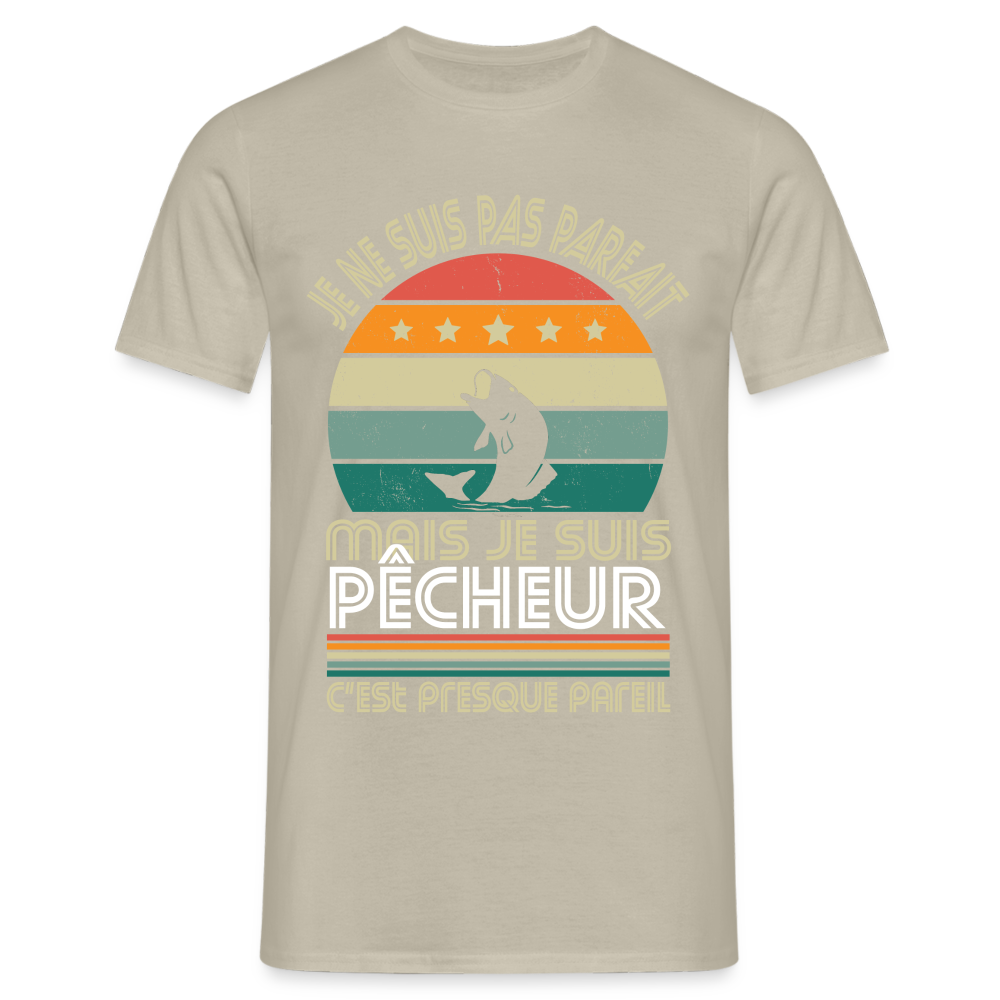 T-shirt Homme - Je ne suis pas parfait mais je suis Pêcheur - beige sable