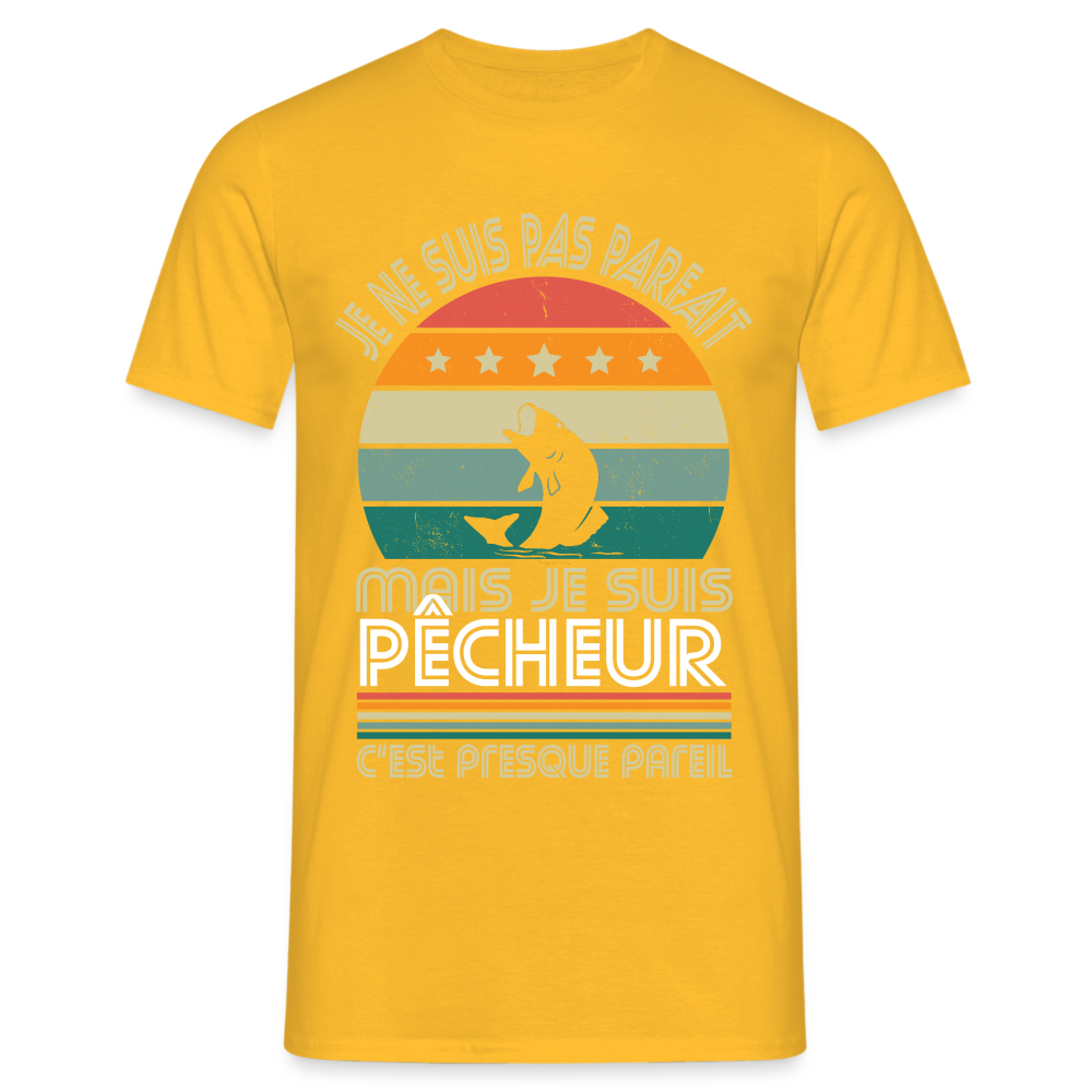 T-shirt Homme - Je ne suis pas parfait mais je suis Pêcheur - jaune