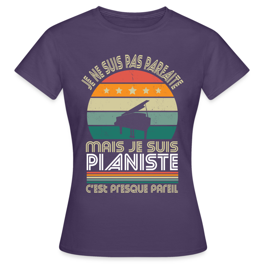 T-shirt Femme - Je ne suis pas parfaite mais je suis Pianiste - violet foncé