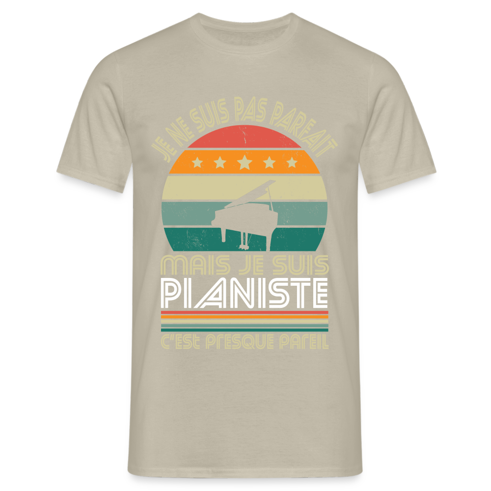 T-shirt Homme - Je ne suis pas parfait mais je suis Pianiste - beige sable