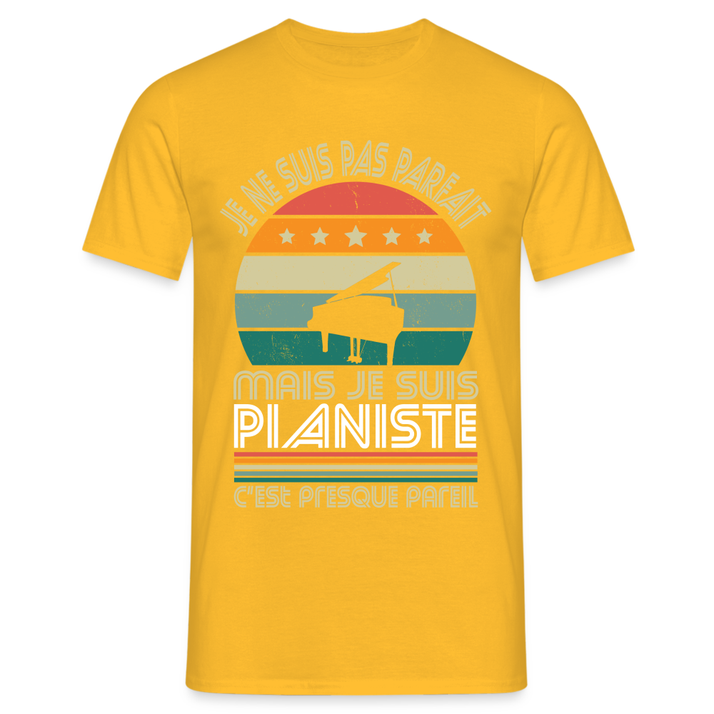 T-shirt Homme - Je ne suis pas parfait mais je suis Pianiste - jaune