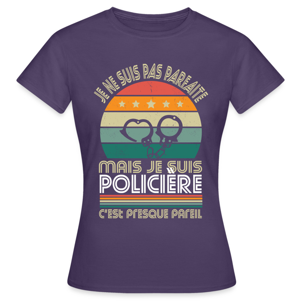 T-shirt Femme - Je ne suis pas parfaite mais je suis Policière - violet foncé