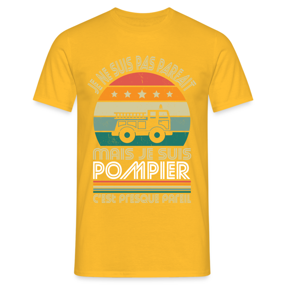 T-shirt Homme - Je ne suis pas parfait mais je suis Pompier - jaune