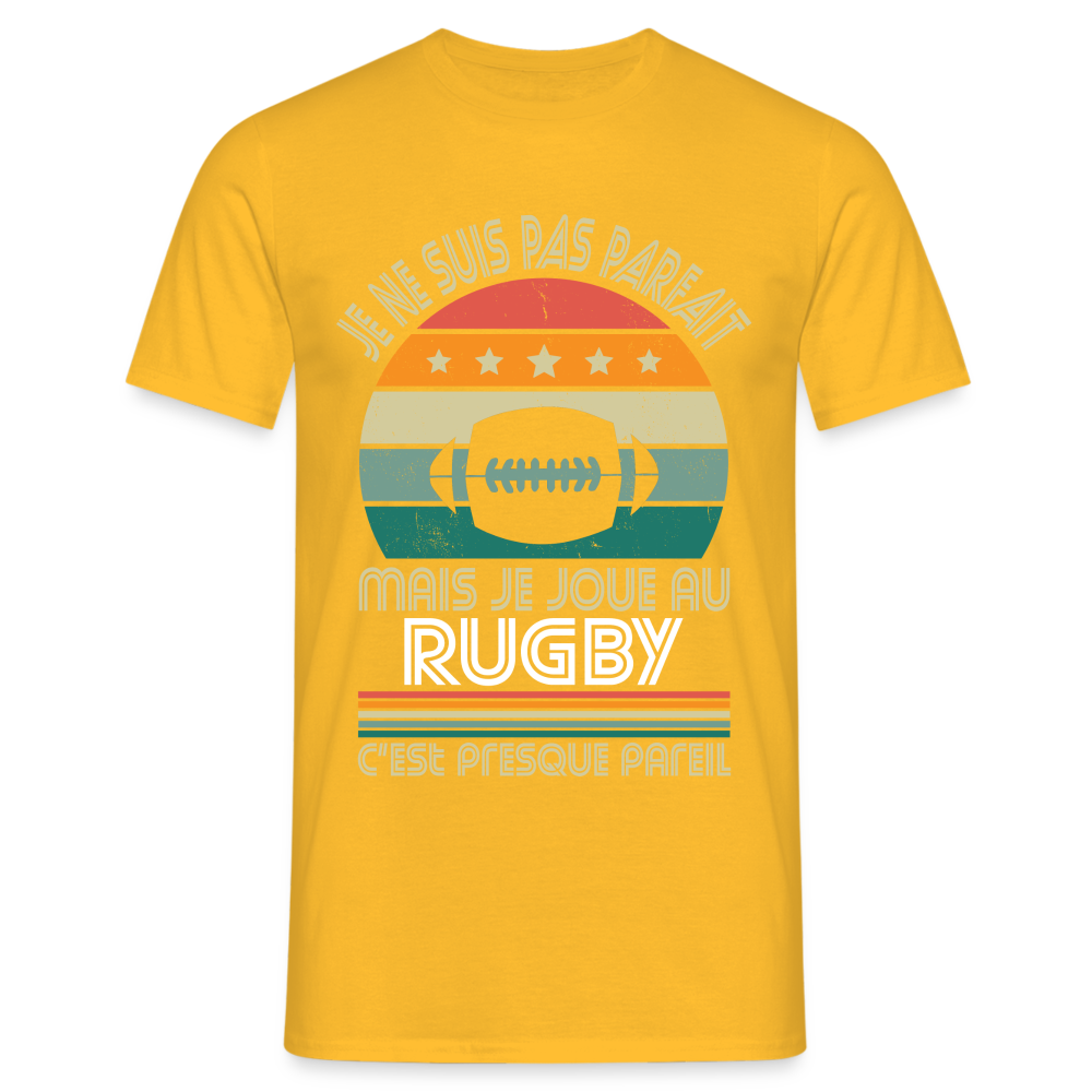 T-shirt Homme - Je ne suis pas parfait mais je joue au Rugby - jaune