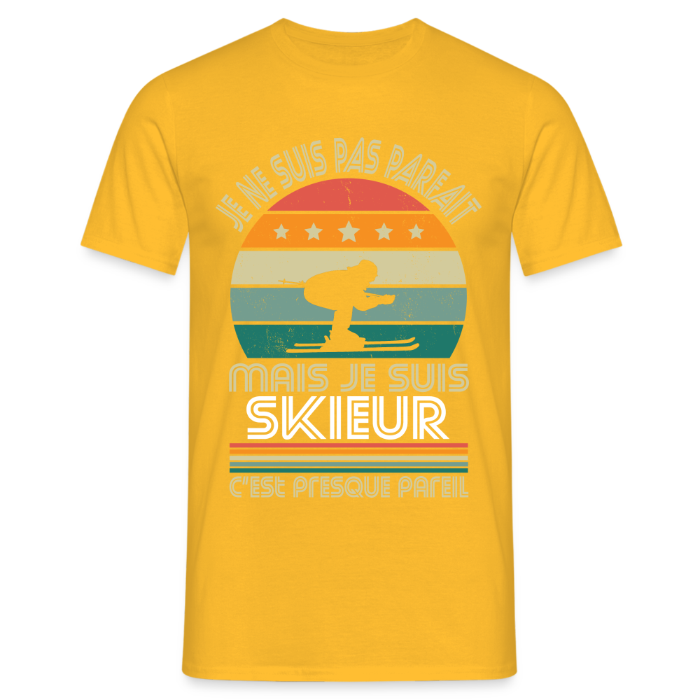 T-shirt Homme - Je ne suis pas parfait mais je suis Skieur - jaune