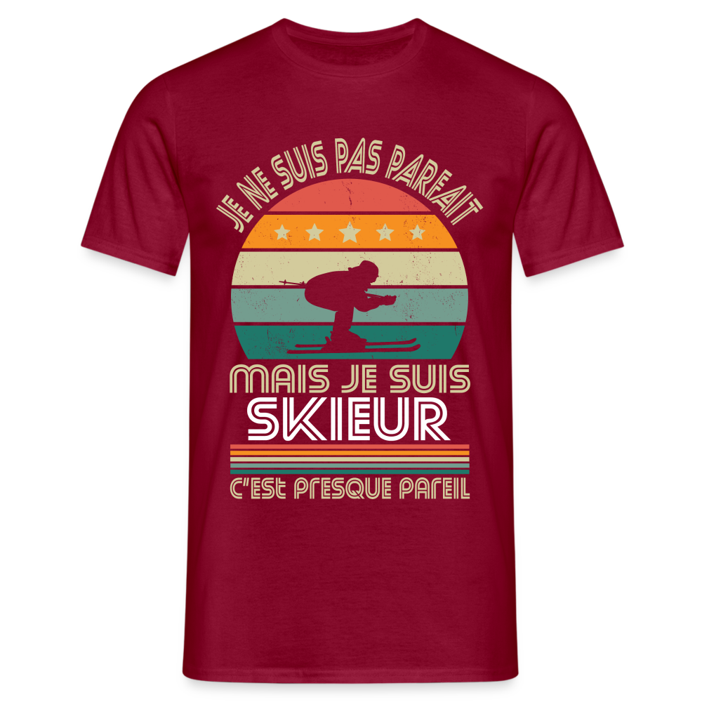 T-shirt Homme - Je ne suis pas parfait mais je suis Skieur - rouge brique