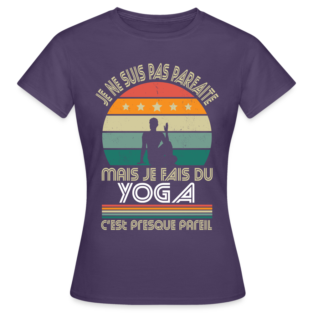 T-shirt Femme - Je ne suis pas parfaite mais je fais du Yoga - violet foncé