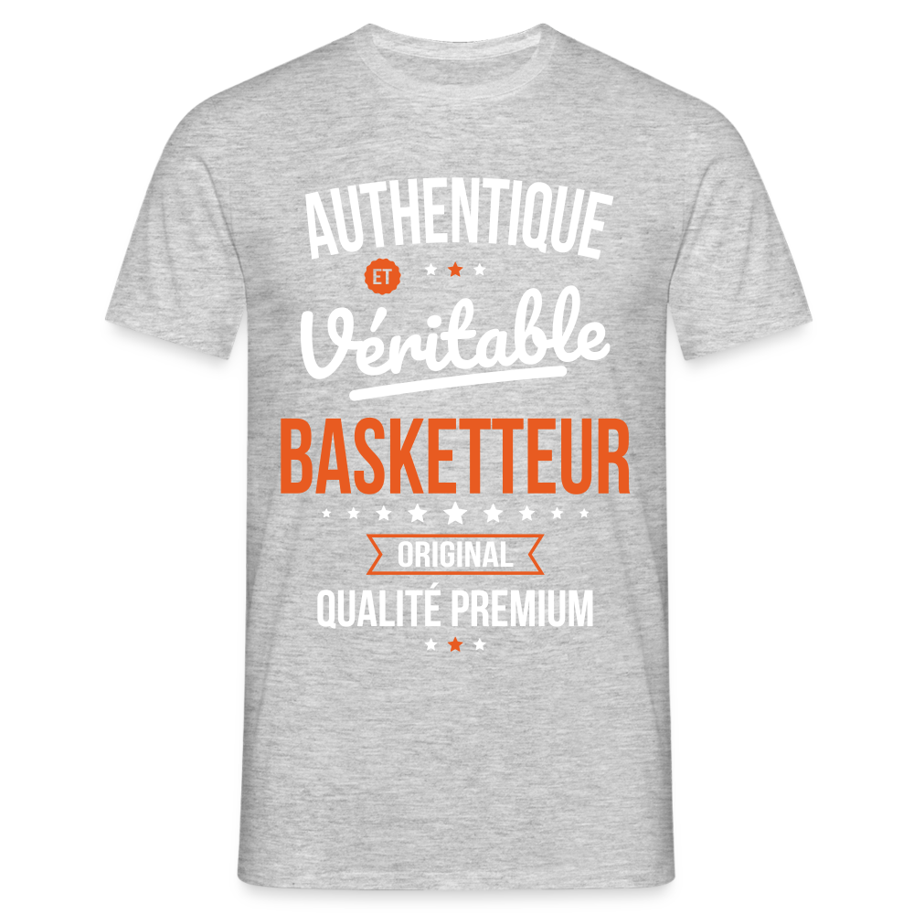 T-shirt Homme - Authentique et véritable Basketteur - gris chiné