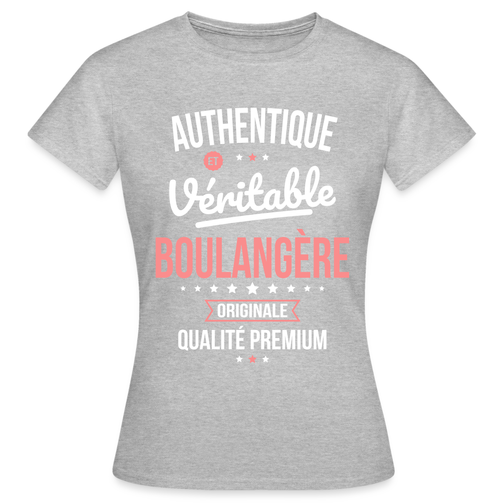 T-shirt Femme - Authentique et véritable Boulangère - gris chiné