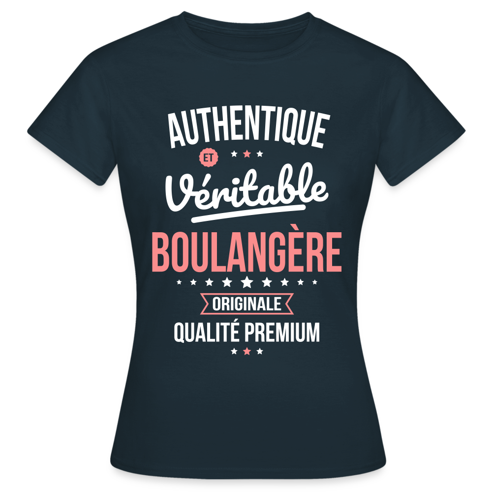 T-shirt Femme - Authentique et véritable Boulangère - marine