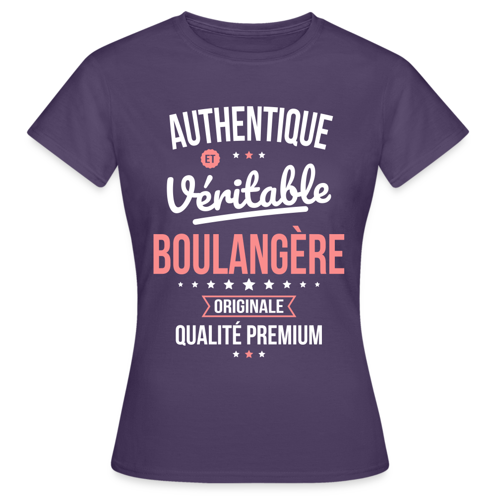 T-shirt Femme - Authentique et véritable Boulangère - violet foncé