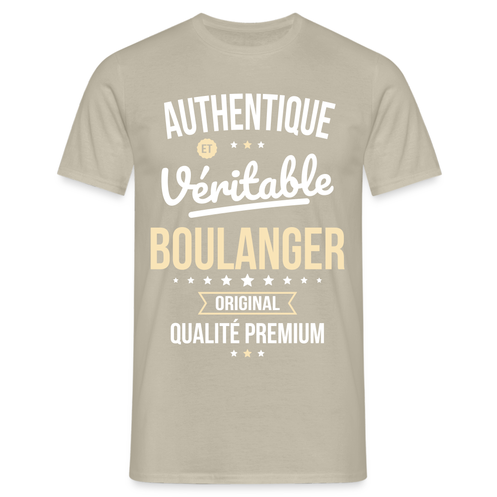 T-shirt Homme - Authentique et véritable Boulanger - beige sable