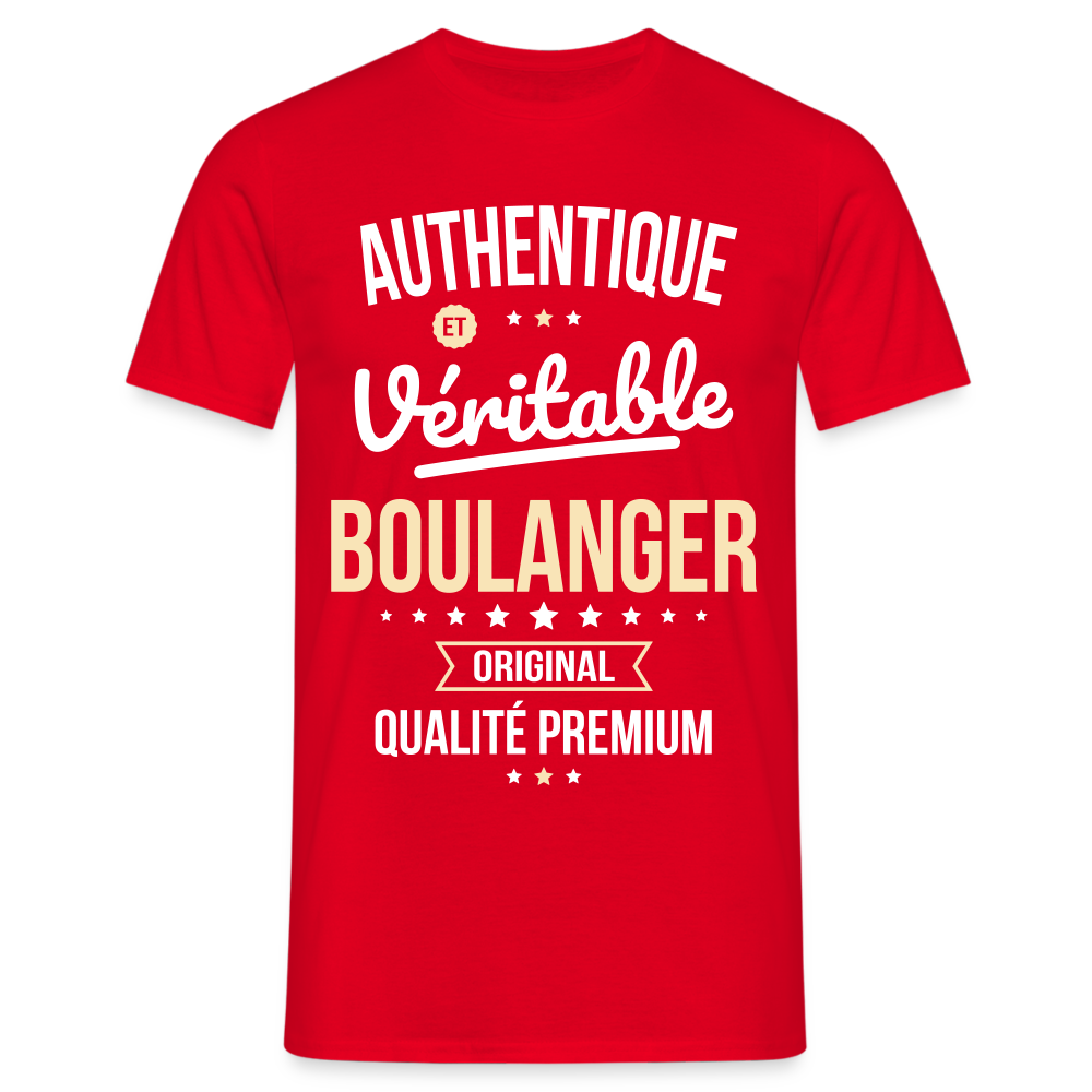 T-shirt Homme - Authentique et véritable Boulanger - rouge