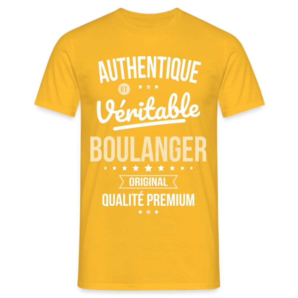 T-shirt Homme - Authentique et véritable Boulanger - jaune